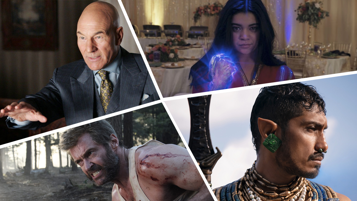 Patrick Stewart as Professor X, Iman Vellani as Kamala Khan/Ms. Marvel, Tenoch Huerta as Namor, and Hugh Jackman as Wolverine