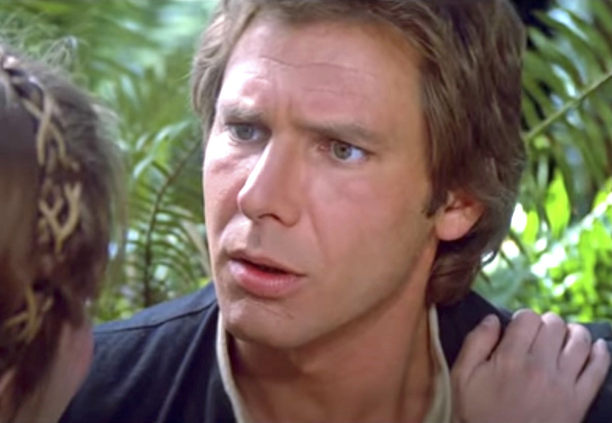 Han Solo looking confused in Star Wars Return of the Jedi when Leia tells him that she and Luke are siblings.