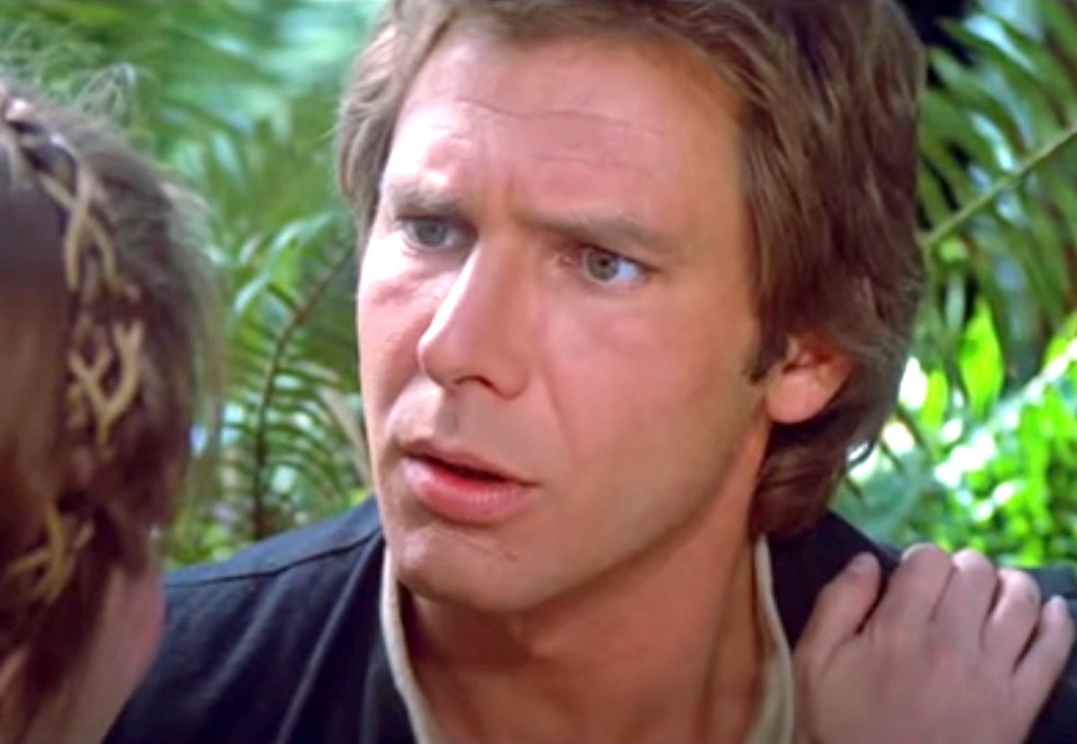 Han Solo looking confused in Star Wars Return of the Jedi when Leia tells him that she and Luke are siblings.