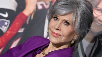 Jane Fonda, shot askance, on the red carpet for a movie premiere