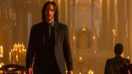 Keanu Reeves walking in a church in John Wick 4