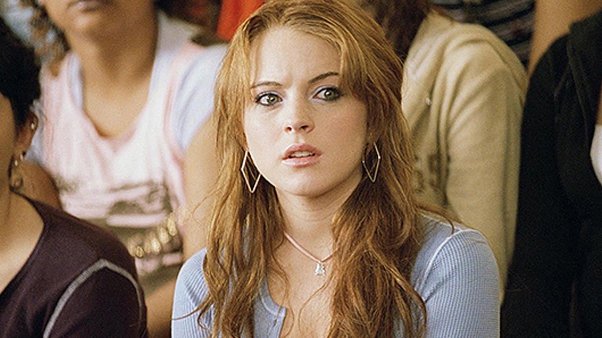Lindsay Lohan looking disconcerted in Mean Girls.