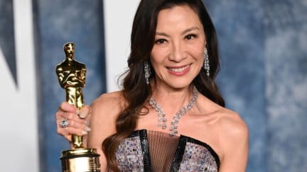 Michelle Yeoh attends the 2023 Vanity Fair Oscar Party hosted by Radhika Jones at Wallis Annenberg Center for the Performing Arts on March 12, 2023 in Beverly Hills, California.
