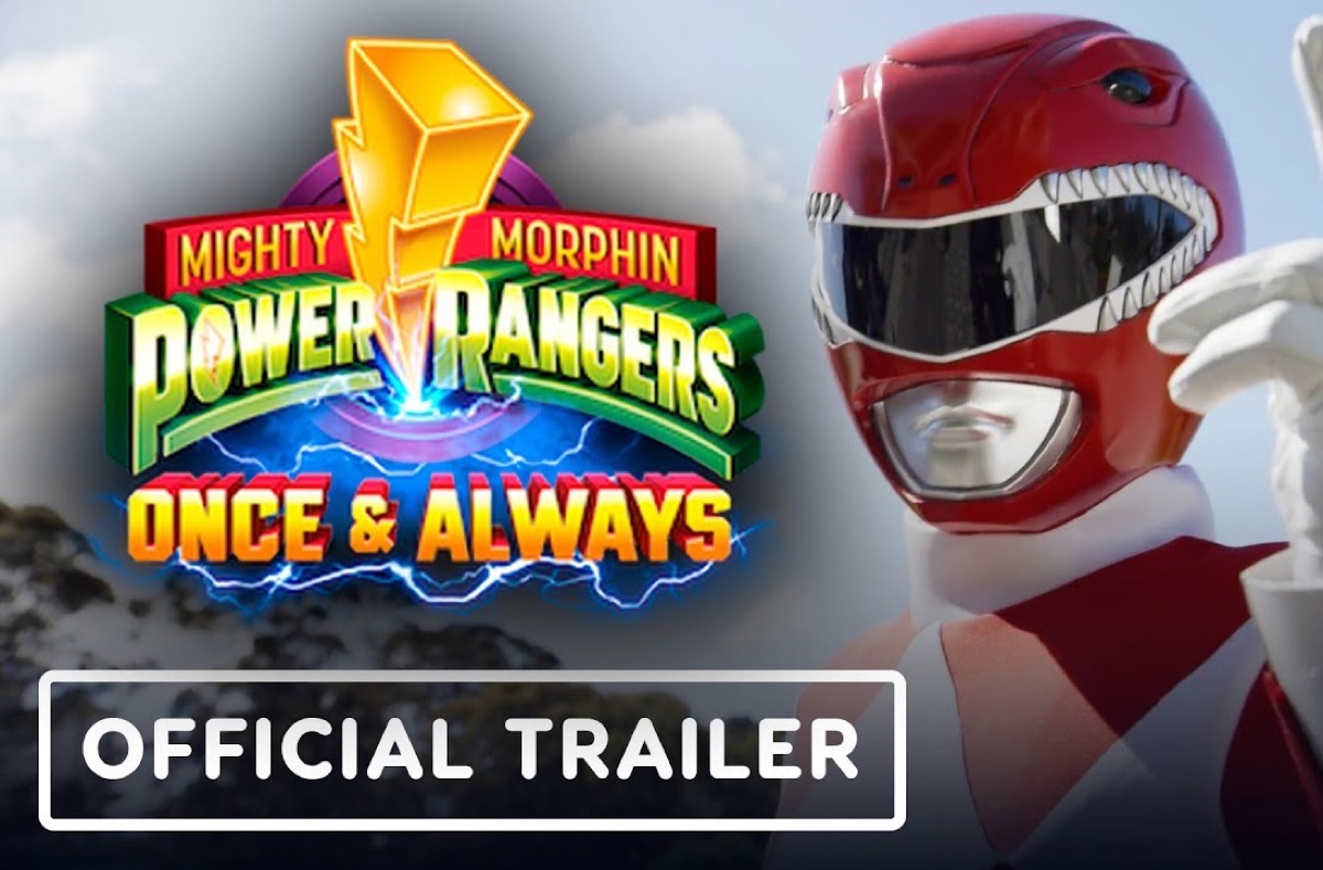 Mighty Morphin Power Rangers Once & Always trailer logo and red ranger bust.