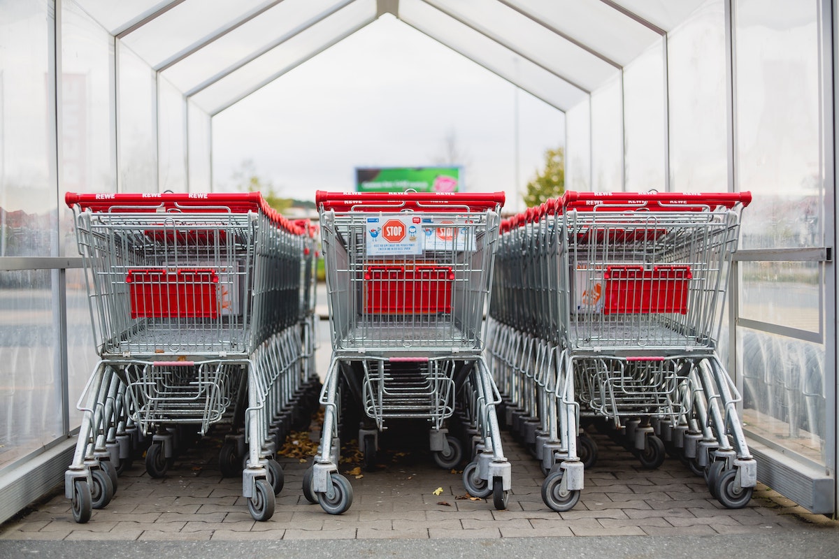 A row of grocery carts