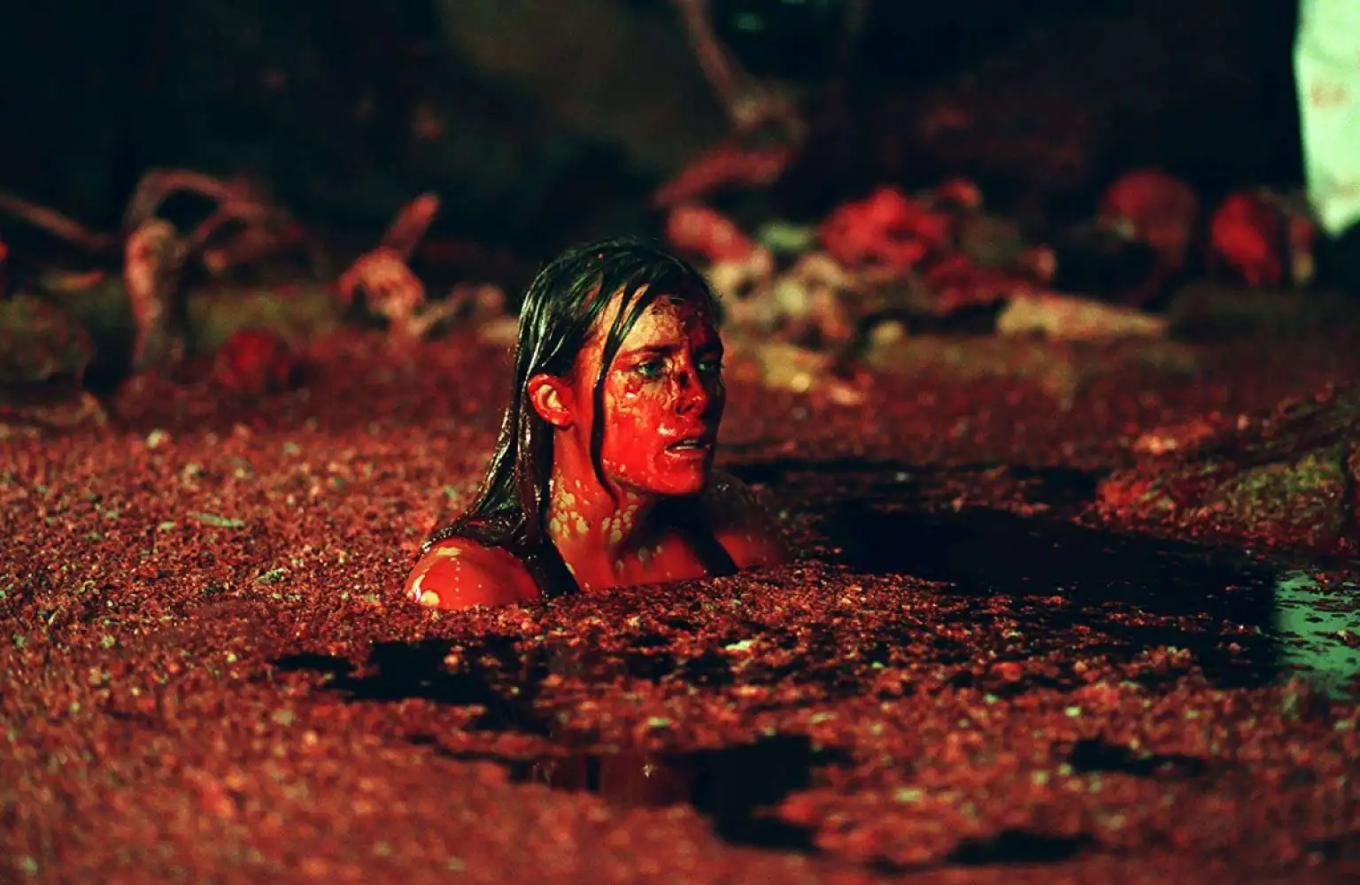 Our heroine in a blood bath in the descent 