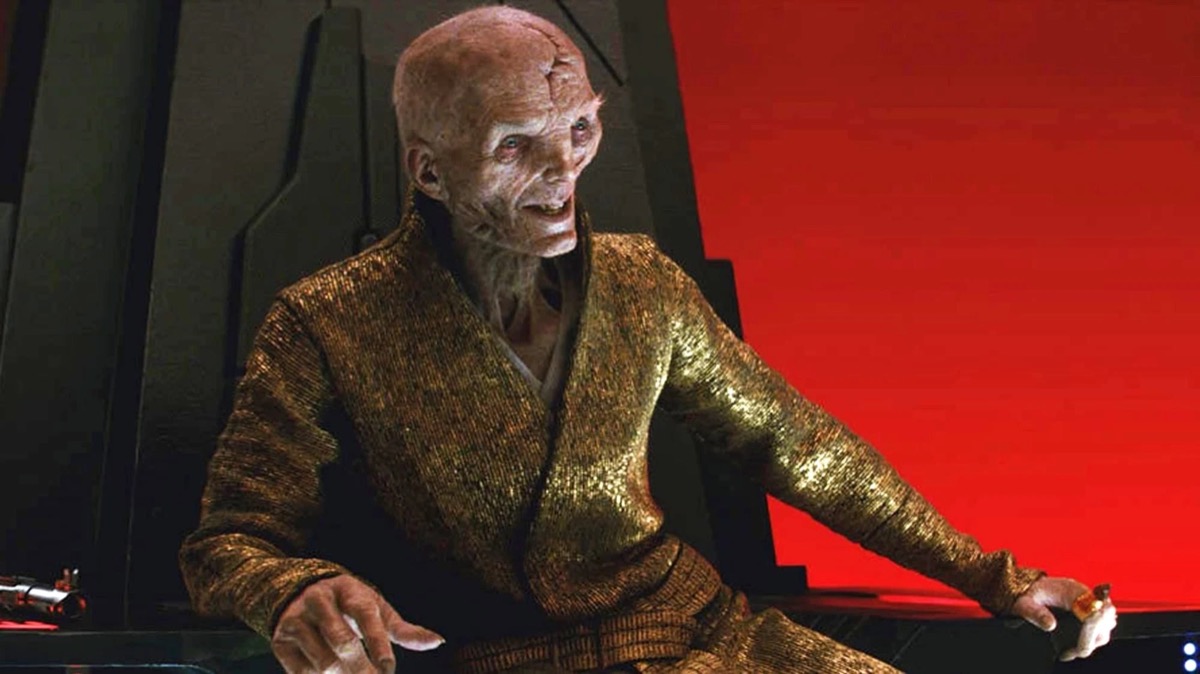 Supreme Leader Snoke (Andy Serkis) sits on his throne in 'Star Wars: Episode 8 - The Last Jedi'