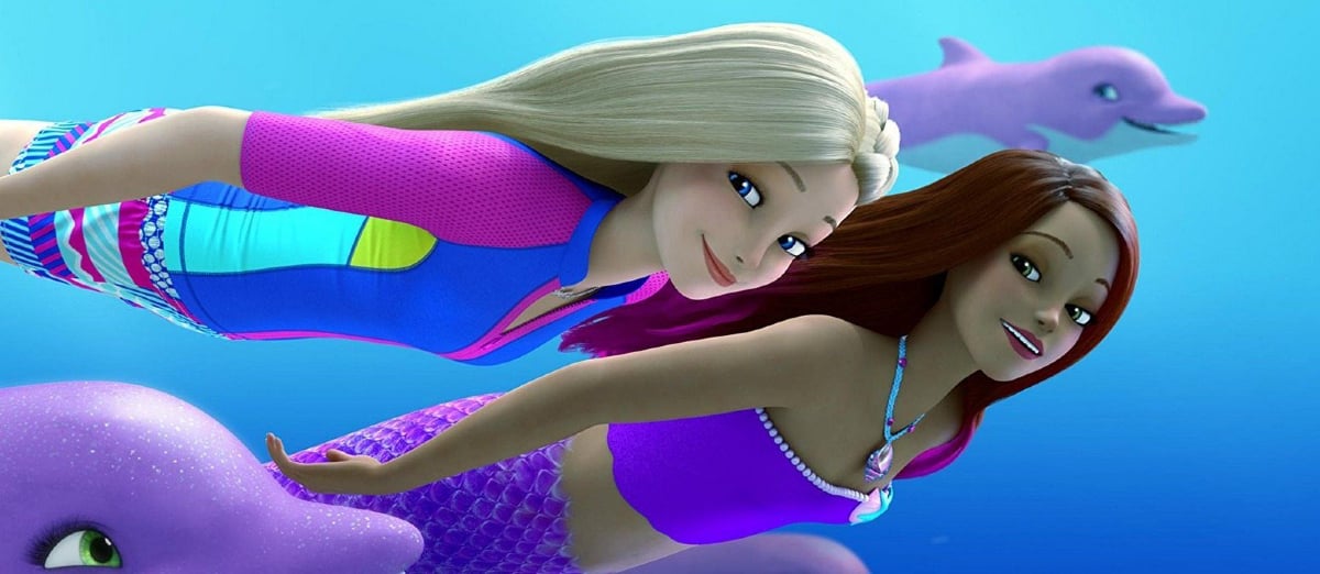 Barbie and her friend swim with dolphins in 'Barbie: Dolphin Magic'