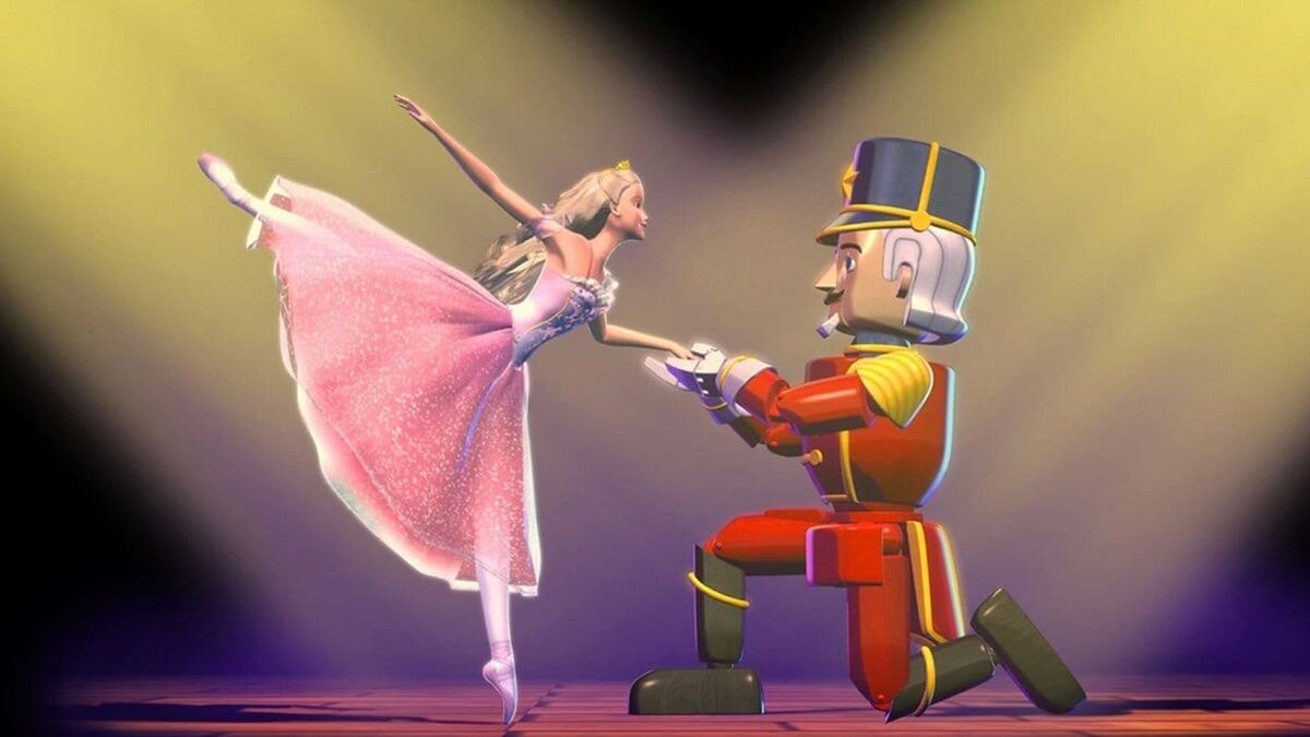 Ballerina Barbie dances with a Nutcracker man in 'Barbie in The Nutcracker'