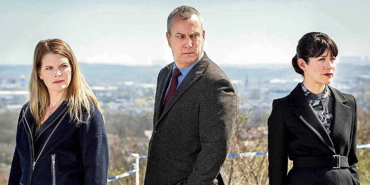 From left to right - Andrea Lowe as DS Annie Cabbot, Stephen Tompkinson as DCI Alan Banks, and Caroline Catz as DI Helen Morton in DCI Banks