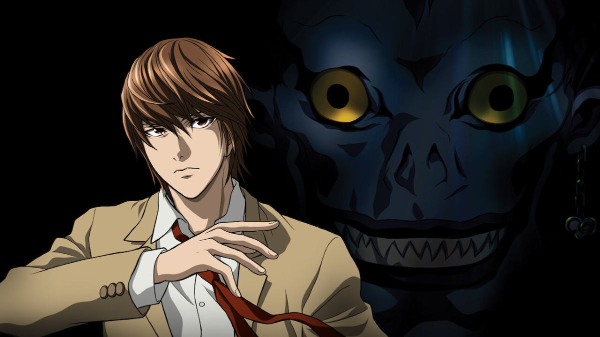 L with Ryuk lurking in the background in 'Death Note'