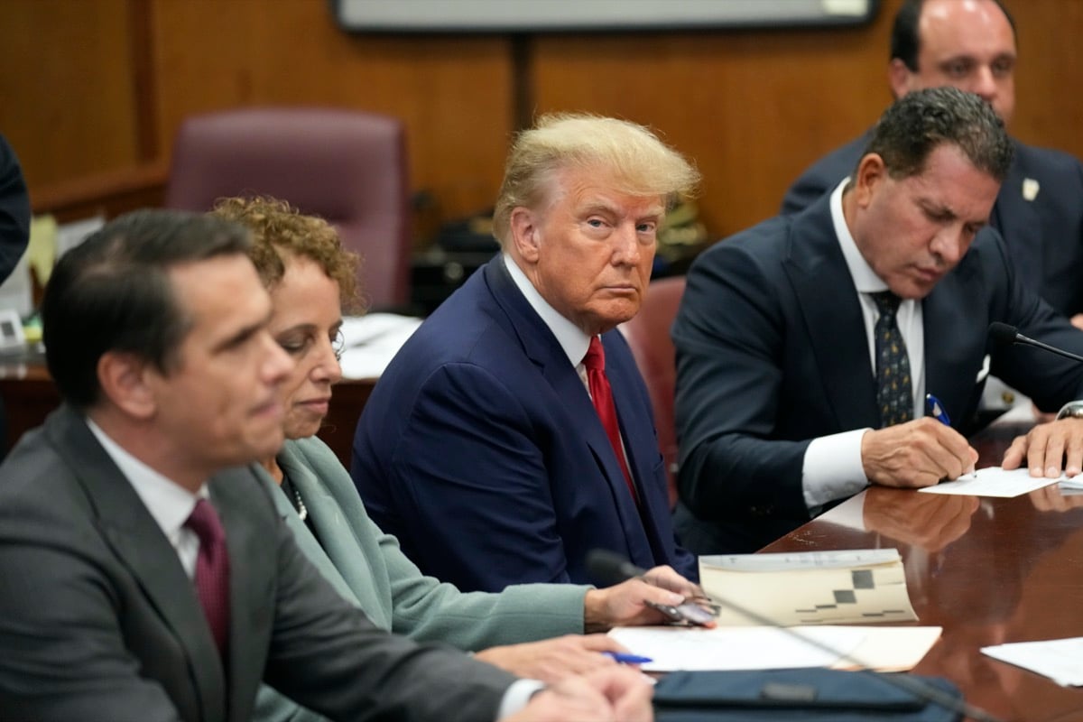 Donald Trump appears in Manhattan court to face indictment charges on April 4, 2023