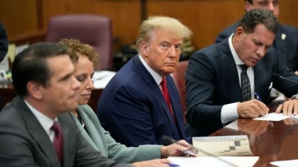 Donald Trump appears in Manhattan court to face indictment charges on April 4, 2023