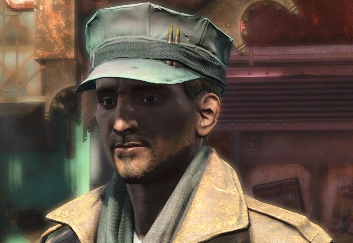 Macready wearing a hat with two bullets tucked into the rim (Bethesda)