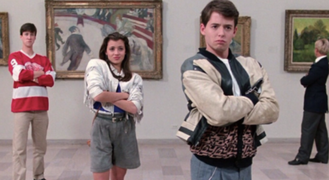 The three friends from 'Ferris Bueller's Day Off' in an art museum 