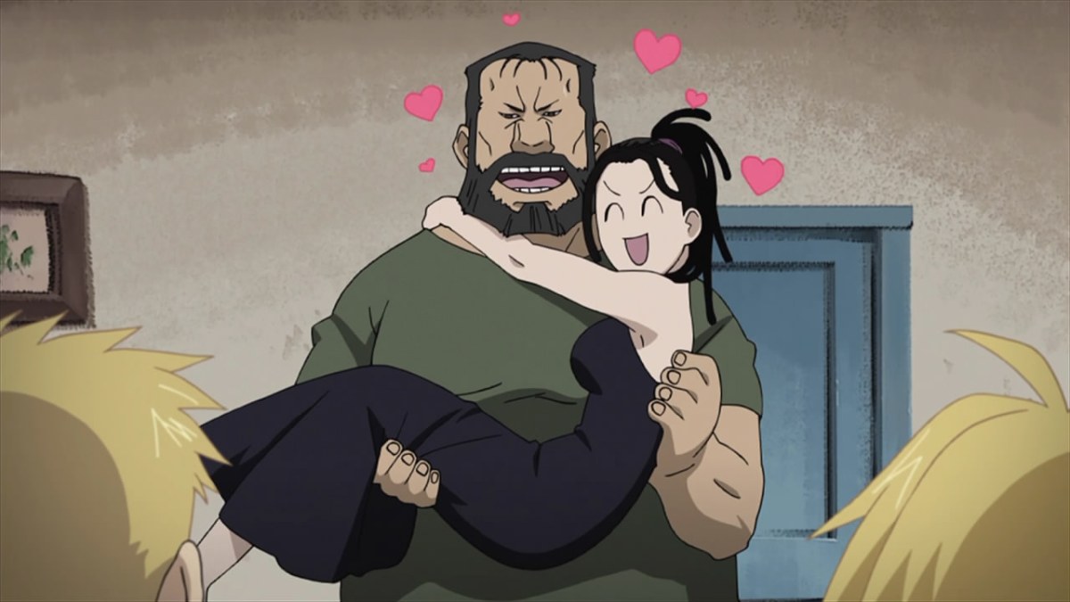 A chibi version of Izumi Harnet and Sig Curtis in the Fullmetal Alchemist: Brotherhood OVA The Tale of Teacher