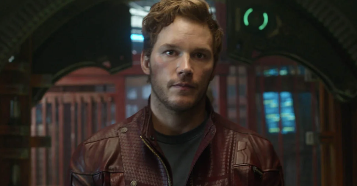 Peter Quill wears a leather jacket