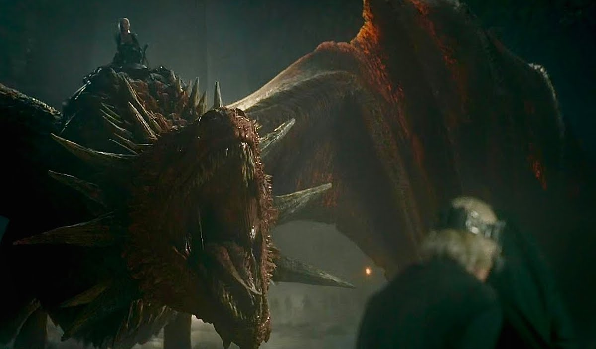 A picture of Meleys, the dragon of Princess Rhaenys Targaryen, in the first season of House of the Dragon