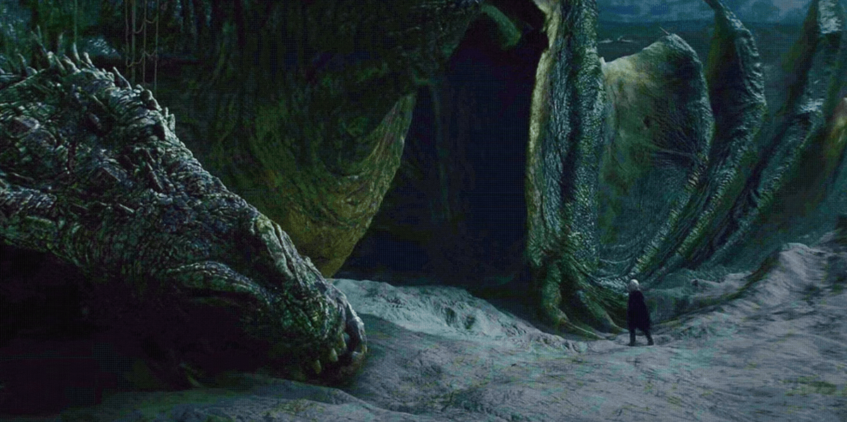 Vhagar sleeps at Driftmark before being claimed by Aemond Targaryen on House of the Dragon