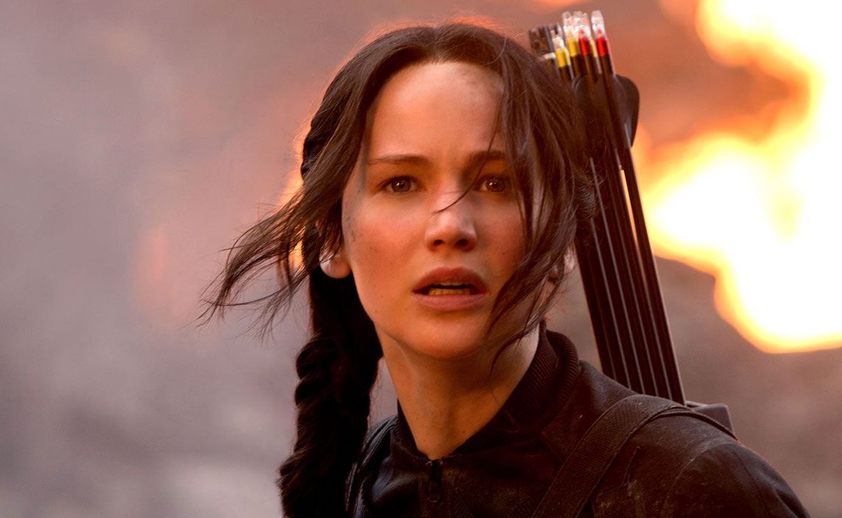 A picture of Jennifer Lawrence as Katniss Everdeen in the first instalment of Mockingjay