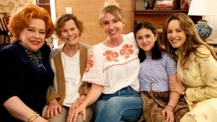 Judy Blume and Kelly Fremon Craig with the cast of Are You There God? It's Me, Margaret.