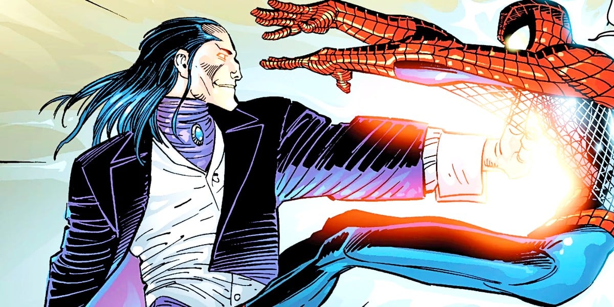 Morlun fighting Peter Parker (a.k.a. Spider-Man) in Marvel Comics