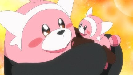 A Beware hugging a Stufful (The Pokemon Company)