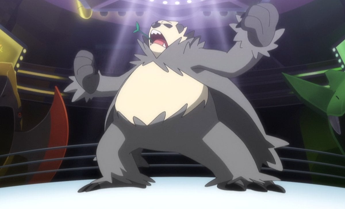 Pangoro on a stage roaring (The Pokemon Company)