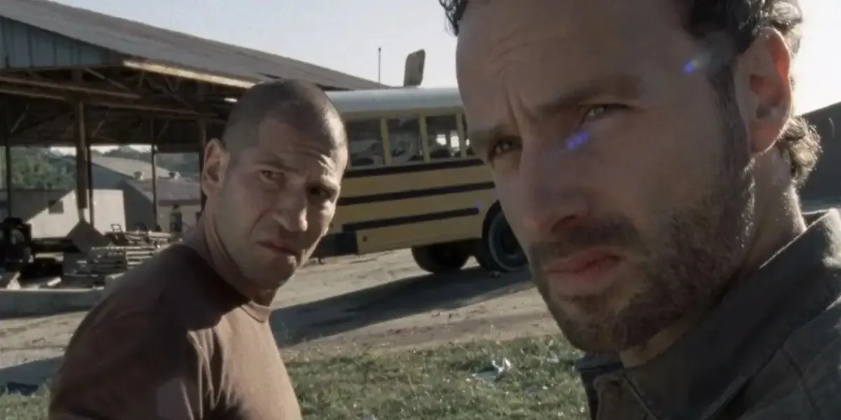 Shane and Rick being very intense in The Walking Dead season 2