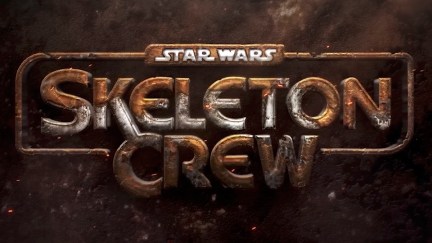 The text Skeleton Crew appears in rusty effect letters over a textured brown background.