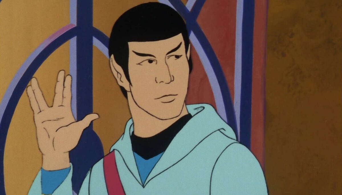 Spock gives the "live long and prosper" hand sign in 'Star Trek: The Animated Series'