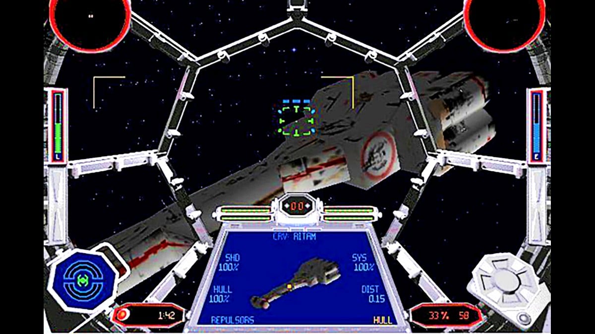 Scene from Star Wars: TIE Fighter PC video game