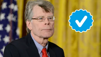 Stephen King with a blue verified Twitter check mark