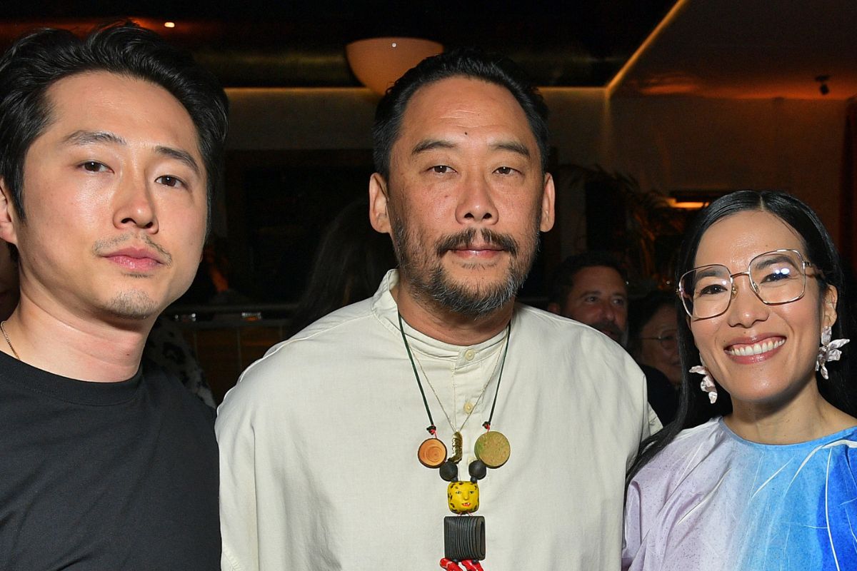 LOS ANGELES, CALIFORNIA - MARCH 30: (L-R) Steven Yeun, David Choe, Ali Wong and Lee Sung Jin (cropped) attend Netflix's Los Angeles premiere "BEEF" afterparty on March 30, 2023 in Los Angeles, California.