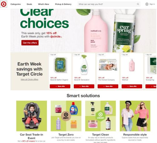 Target homepage in mid-April 2023 (days before Earth Day). (
