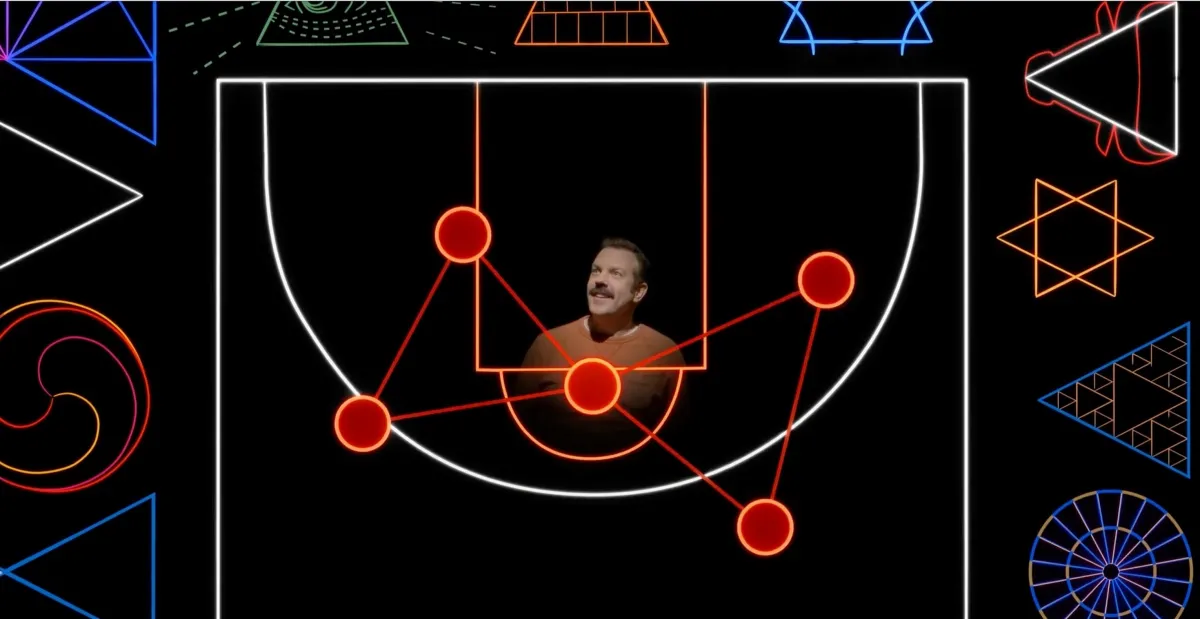The supposedly drug-fueled triangle trip sequence in Ted Lasso.