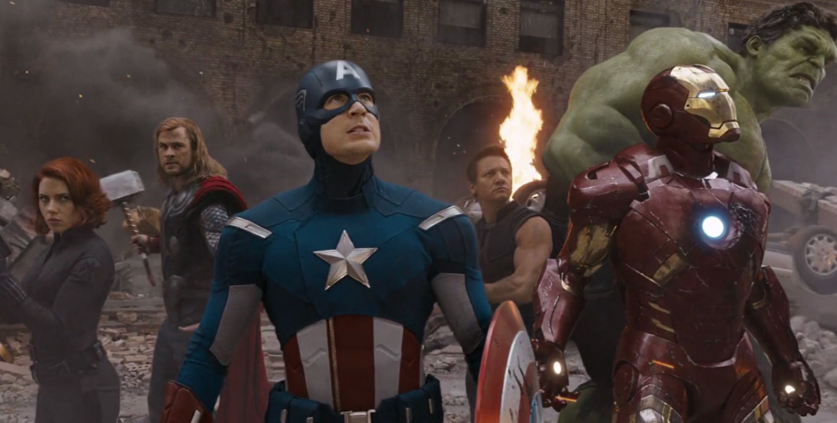A group picture of the Avengers: Iron Man, Captain America, Hulk, Black Widow, Thor, and Hawkeye