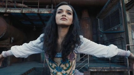 Lucy Gray Baird, played by Rachel Zegler, bows at her Reaping in the trailer for The Hunger Games: The Ballad of Songbirds and Snakes