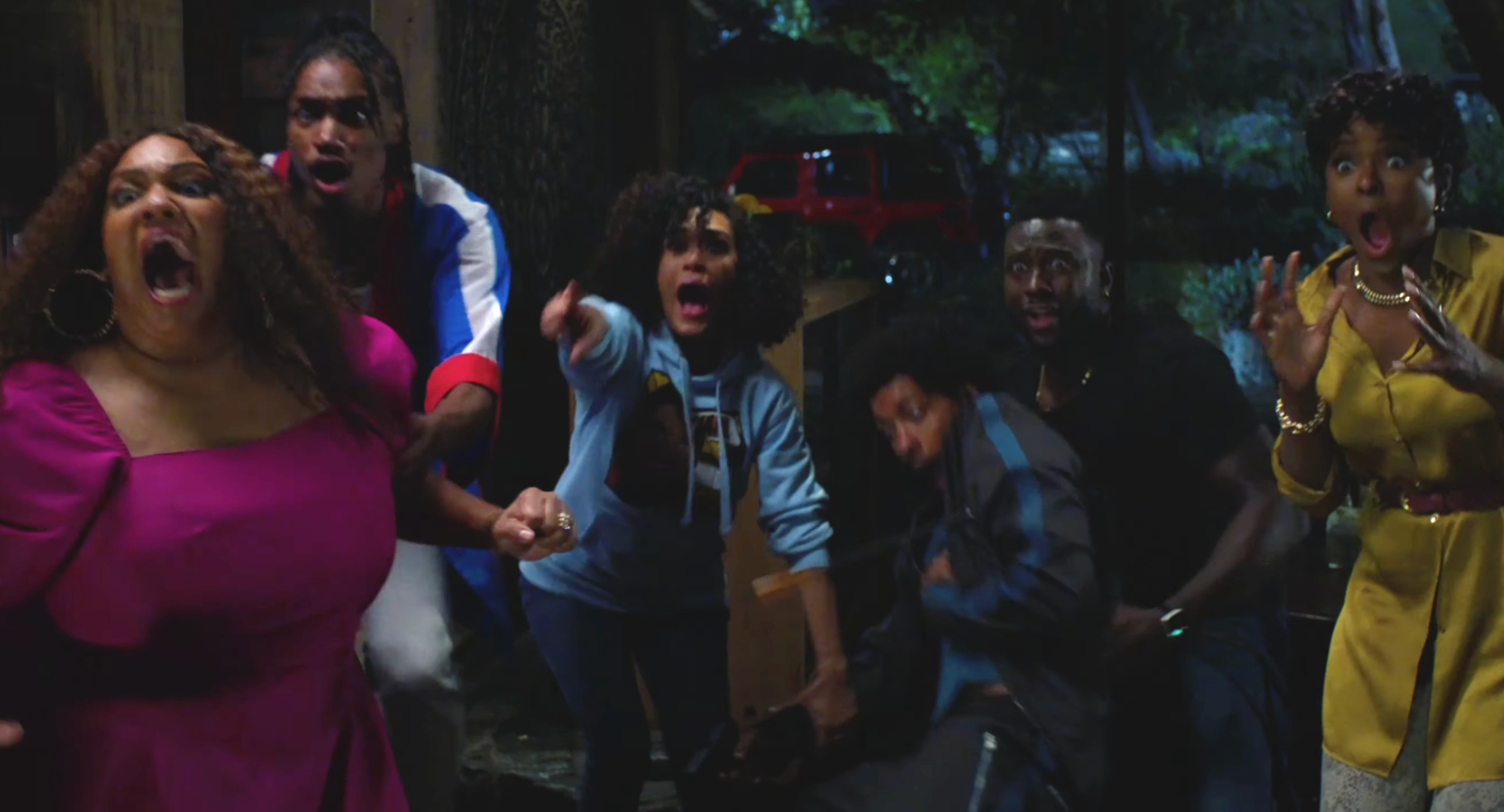 The friends freaking out in The Blackening