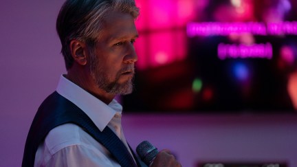 Alan Ruck as Connor Roy on Succession singing karaoke