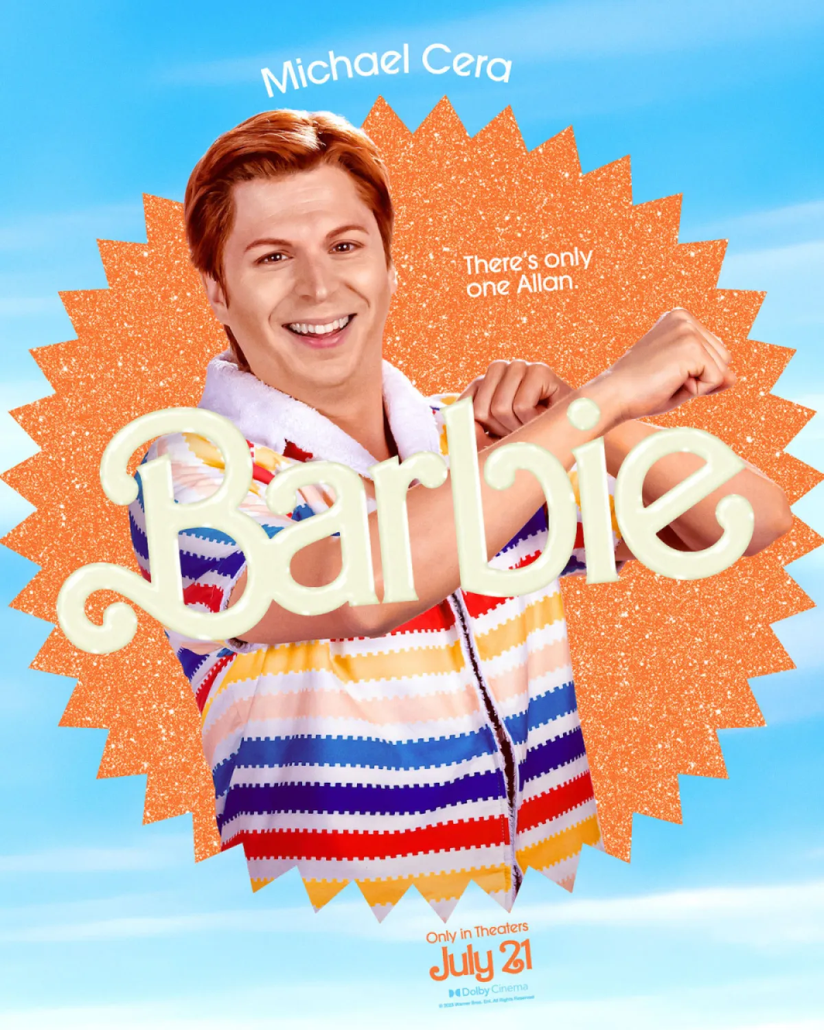 A Barbie character poster featuring Michael Cera as Allan.