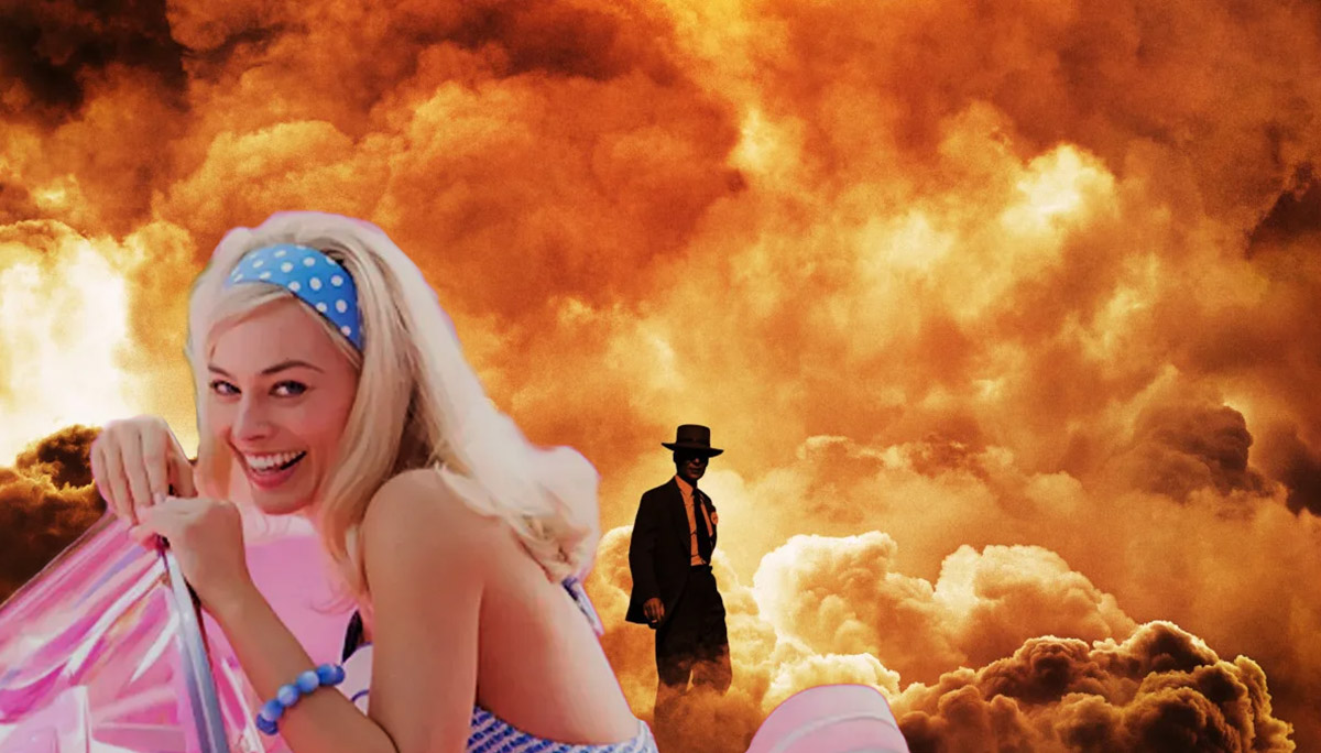 barbie photoshopped into the oppenheimer poster