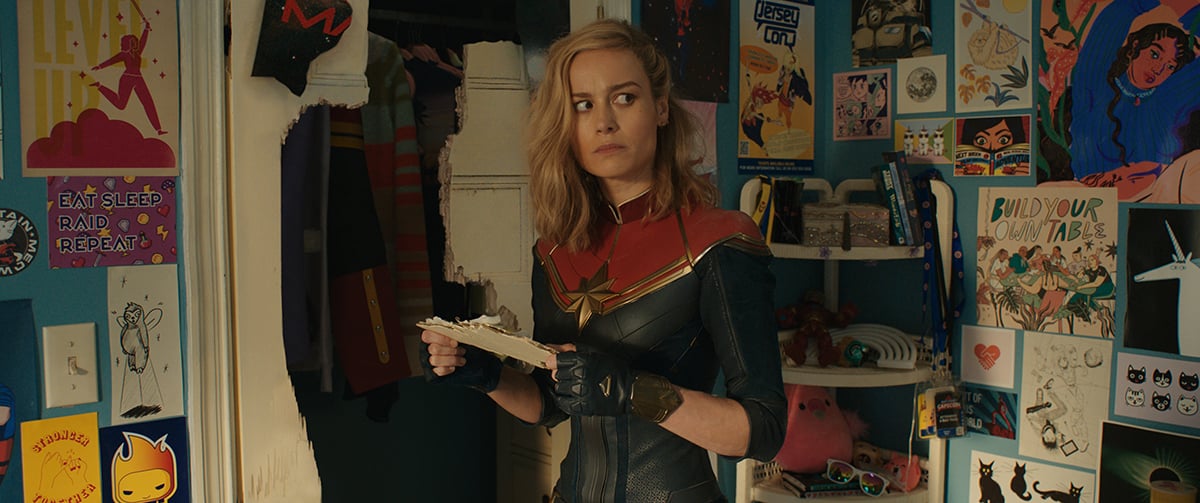 Carol Danvers looking confused in the Marvels