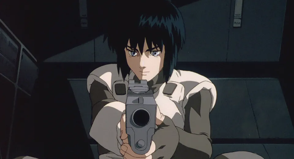 Motoko with a gun in 'Ghost in the Shell'