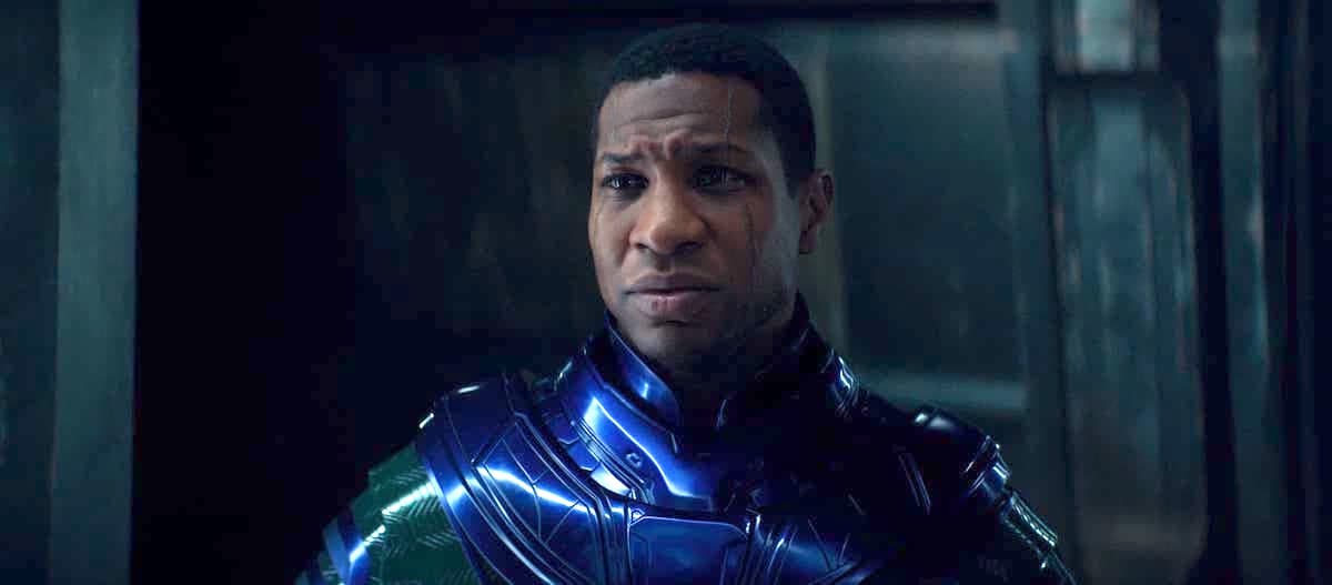 Jonathan Majors as Kang the Conqueror, wearing purple armor.