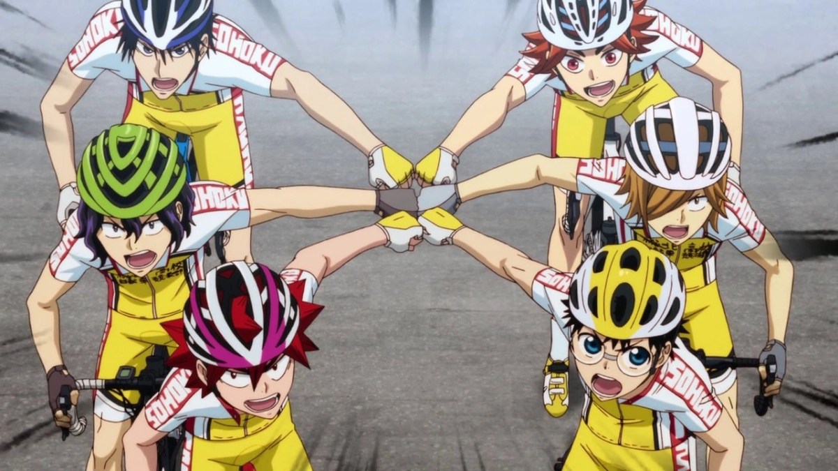the boys of yowamushi pedal, pedaling.