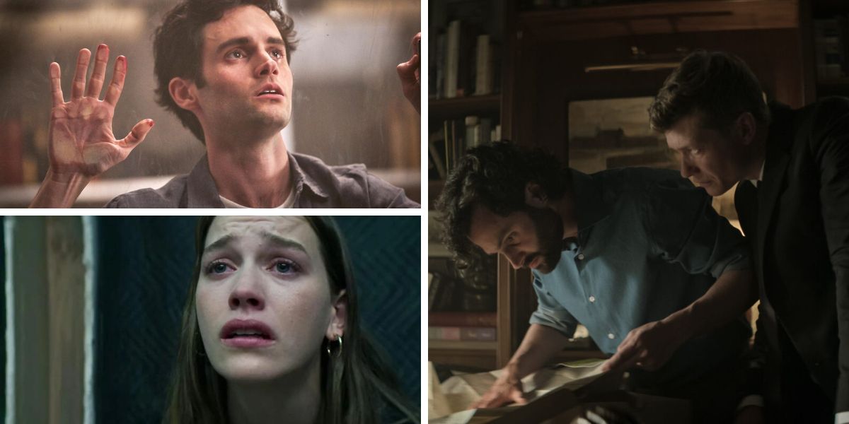 Joe in season 1 of You, Love in season 2 of You, Joe and Rhys in season 4 of You
