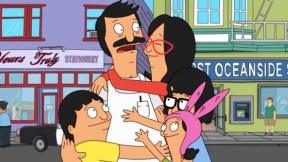 The Belcher family stand together in a group hug