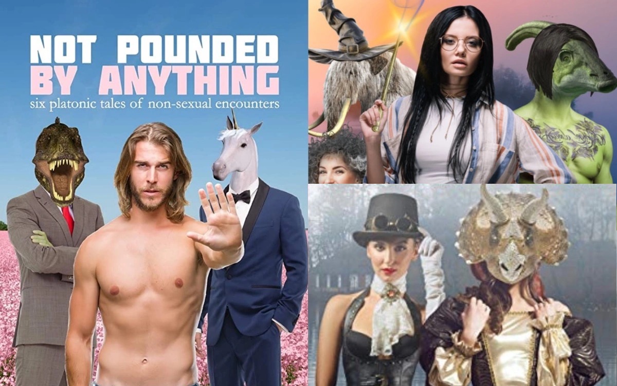 The wonderful world of Chuck Tingle. Chuck Tingle book covers, including "Not Pounded by Anything."