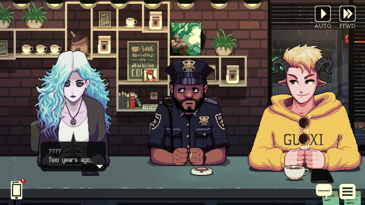 Scene from Episode 2, featuring Riona, Jorji, and Lucas.